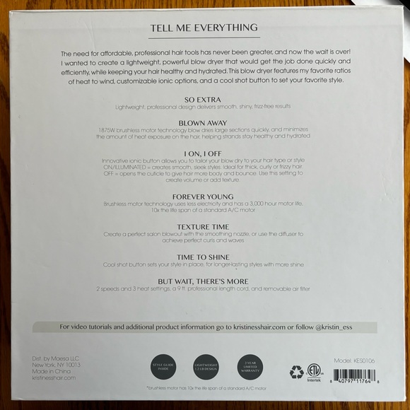 Kristin Ess Iconic Style Professional Blow Dryer - Picture 3 of 8